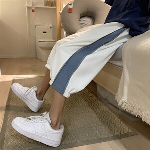 夏季港风拼接拉链宽松运动7分8分6分裤货号B416--QF6P45控58图片