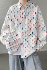 现货秋季特批50新款高品质破洞衬衫抖音品质CS7842-P50控78，男装衬衫，电商A059