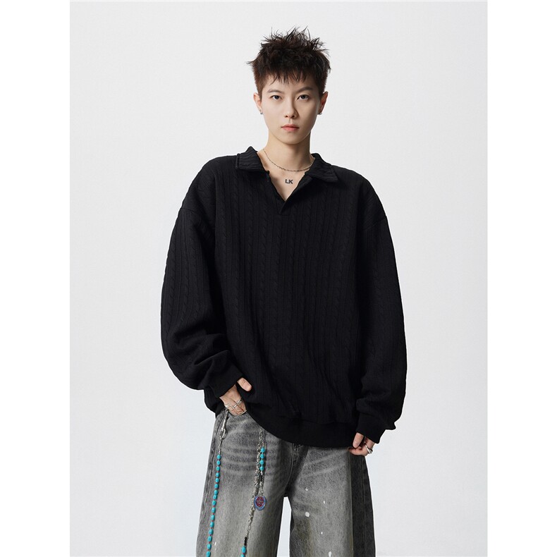 TWY27特P38控68polo圆领条纹情侣卫衣宽松外套男97聚酯纤维3氨纶,女装短外套,电商B370