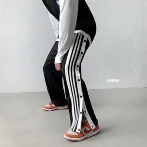 主推潮牌高街排扣休闲裤男秋季宽松ins百搭撞色直筒运动裤K31-P35,男装休闲裤,星座1008-1