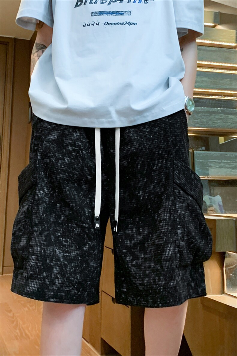 K9073/特P32工装扎染多口袋短裤男五分裤中裤控68（请一定按控价,男装牛仔裤,电商A141