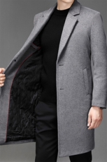 CKMS2003钱塘2020-2冬季新款厚款保暖中年男士长款外套P190，男装毛呢大衣，钱塘207-2