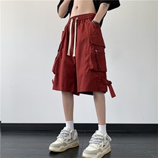 机能风工装短裤男款多口袋中裤宽松美式休闲白色五分裤子DE513，男装牛仔裤，星座1116A-1（原606A）