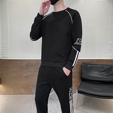 秋冬新款时尚套装运动圆领潮牌弹力卫衣卫裤大码宽松套装外套外贸，男装休闲套装，星座301D-5(原星座1415）