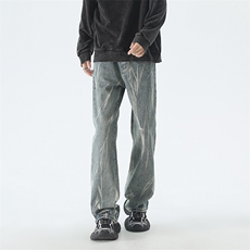 B221美式ins高街暗黑重工艺修身微喇牛仔裤LK24293-特P45控78，男装牛仔裤，电商B221