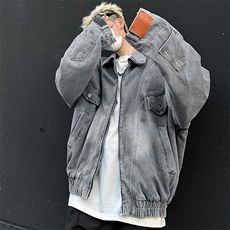 水洗牛仔夹克倒装反穿分割立领宽松牛仔外套JK08634-P78，男装夹克，星座308B-2