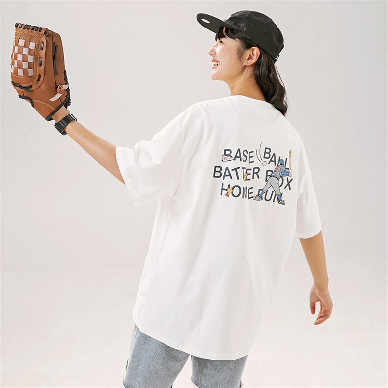 2024夏季新款男装日系潮牌纯棉印花圆领宽松短袖休闲T恤T936-F40图片