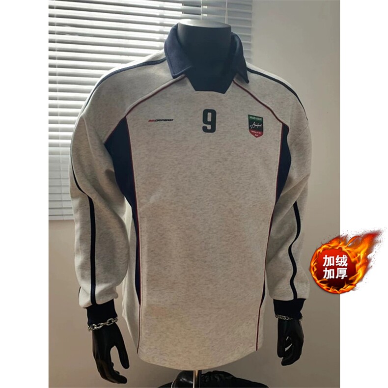 网图有货撞色拼接polo衫球衣美式v领卫衣男A128-常规P55加绒P65，男装卫衣，星座1505