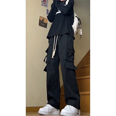 美式ins高街vibe宽松直筒束脚拉链装饰工装裤货号K2405P60，男装休闲裤，电商A063