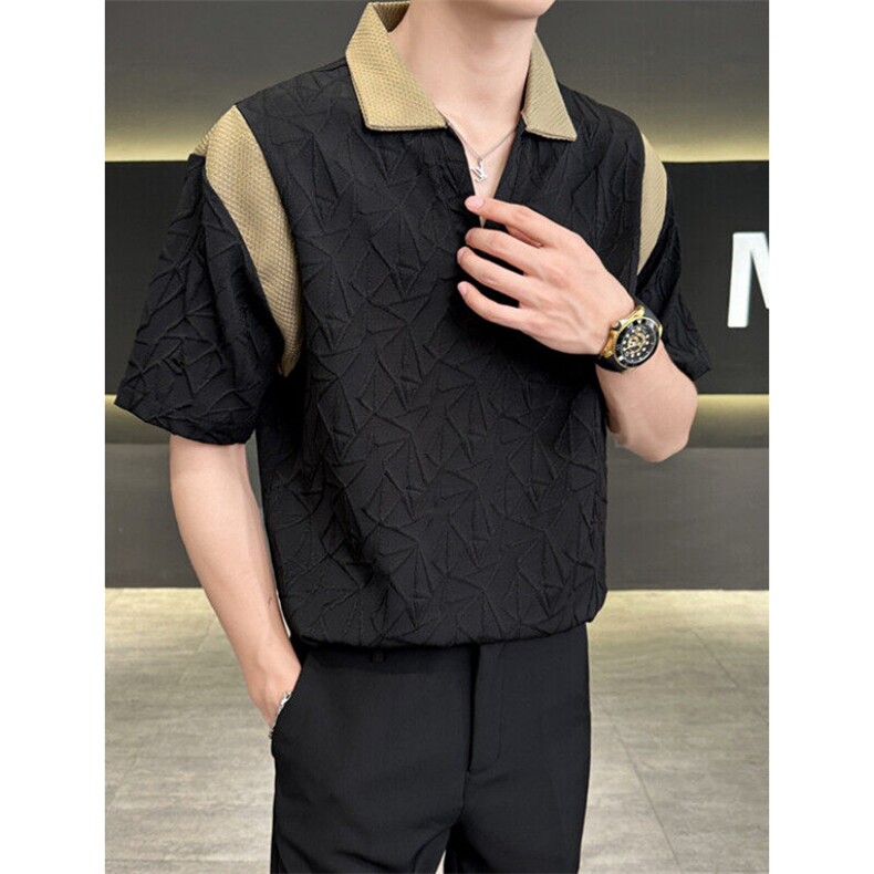 撞色拼接夏季立体免熨斗套头POLO衫CA619,男装Polo衫,星座1116A-2（原606A-1）