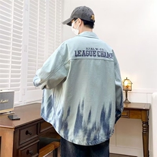 渐变牛仔外套男生春秋季新款初高中学生纯棉夹克男装士青少年上衣，男装工装外套，星座1210-1