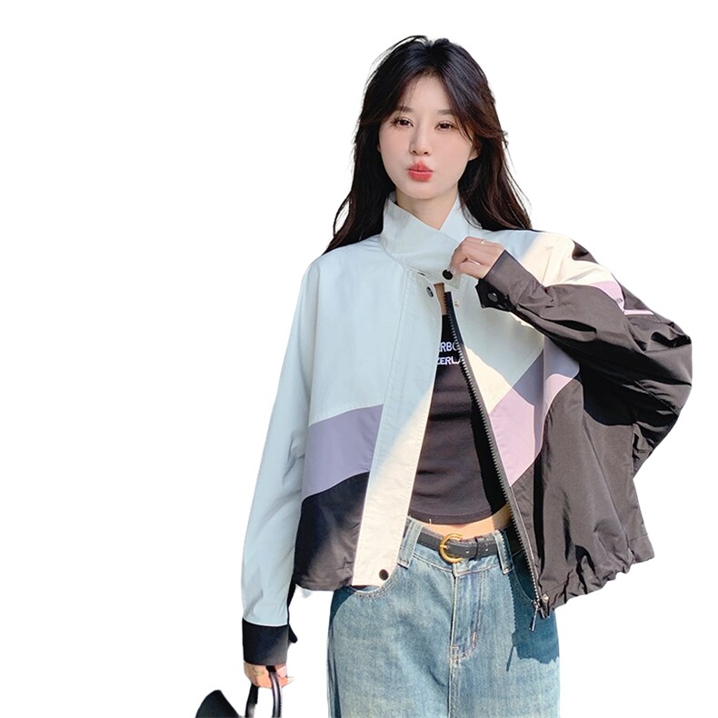 休闲运动风冲锋衣外套女春秋2025新款短款美式慵懒韩系工装夹克,女装短外套,2C187