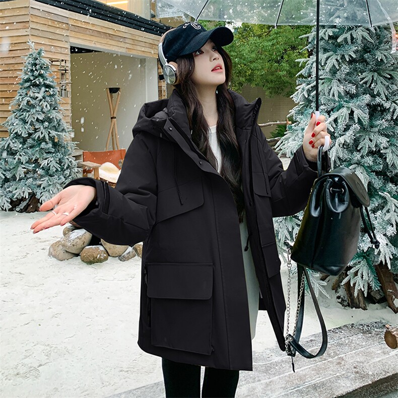 现货已出时尚显瘦黄色羽绒冲锋衣女冬季保暖外套,女装羽绒服,乐吉娜