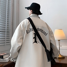 秋装新品简约印花夹克2023潮休闲棒球服外套男女8175-P85控价128，男装夹克，电商A441-1