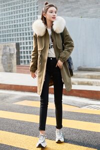 2021冬季新款时尚气质大毛领派克服，女装棉衣/棉服，贵人树