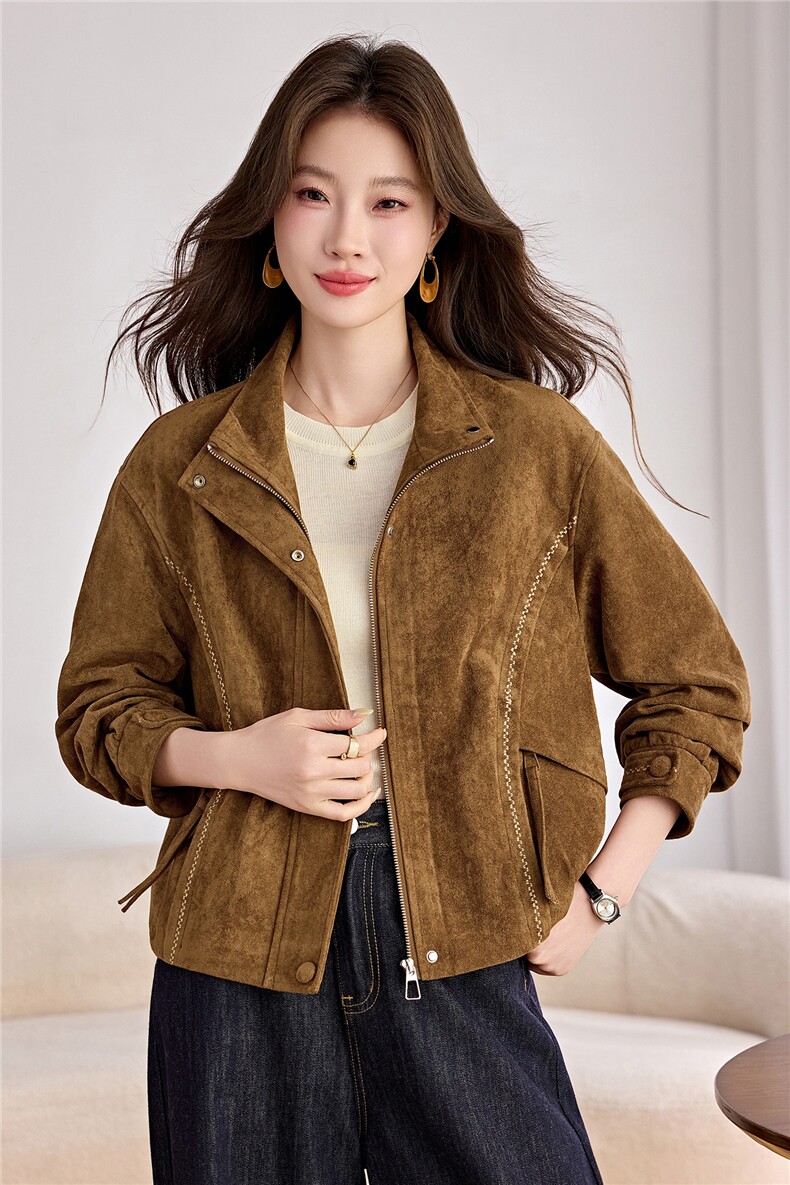 现货！！！2026秋季新品时尚休闲蒙古绒外套女,女装短外套,以桐