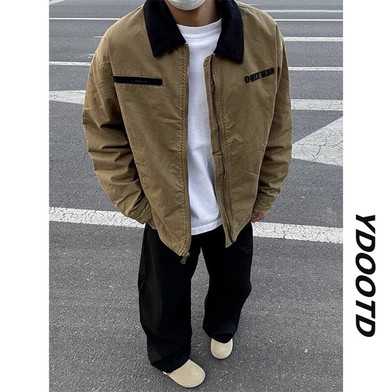 美式复古字母刺绣底特律工装夹克男cleanfit外套潮牌高级感棒球服,男装夹克,星座1210-1