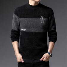BSS6103男士2023年秋新款长袖圆领针织衫休闲青年打底衫P83，男装针织衫/毛衣，电商B360