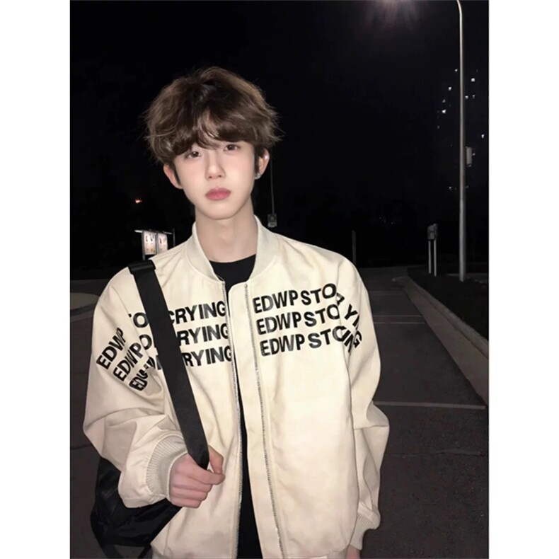 PU皮高质量字母夹棉棒球服情侣夹克外套男J81-常规P65加棉P75,男装夹克,星座1505