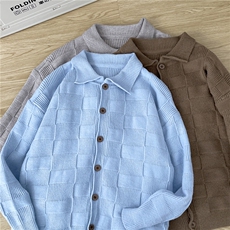 春秋针织毛衣cleanfit翻领慵懒老钱风开衫休闲外套MY0588-P58，男装针织衫/毛衣，星座308B-2