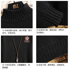 半高领毛衣男士大码针织衫男毛线衣男砖墙M18237-P45加绒款-P65，男装针织衫/毛衣，电商A040A