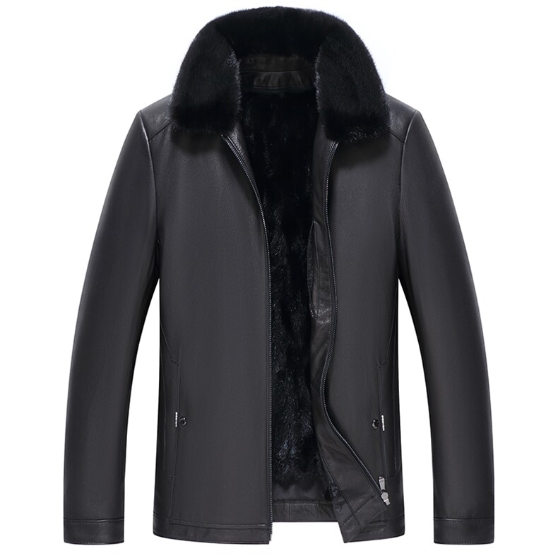 77056冬款男士貂皮大衣可脱卸水貂内胆商务爸爸装外套山羊皮夹克，男装夹克，电商B360A（原721A）