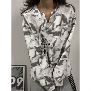 XZ809A/CX615/特P24/控48 印花美式V领长袖打底衫卫衣，男装T恤，星座809A(原222-1)