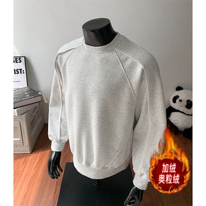 加绒500克重磅拼接结构板圆领卫衣撞色奥粒绒外套 RH5317JR-P57图片