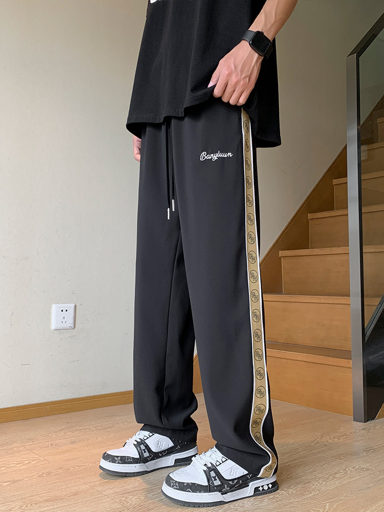 抖音高品质冰丝刺绣直筒裤SC8004TP60控价88宽松休闲长裤男,男装休闲裤,电商A102-1