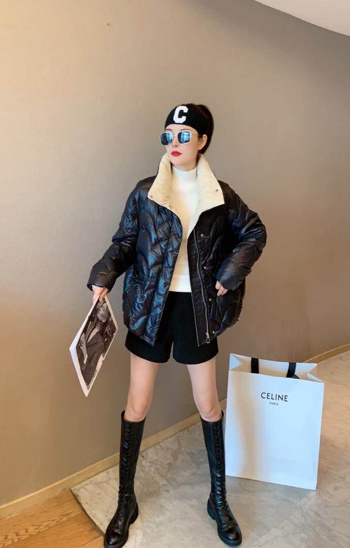 【现货】2021年秋冬季显瘦宽松白鸭绒短款撞色羽绒服，女装羽绒服，名怡