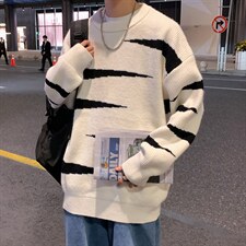 M3127-P80秋装港风潮流休闲百搭毛衣男女情侣宽松针织衫上衣外套，男装针织衫/毛衣，电商A009A（原A058A）