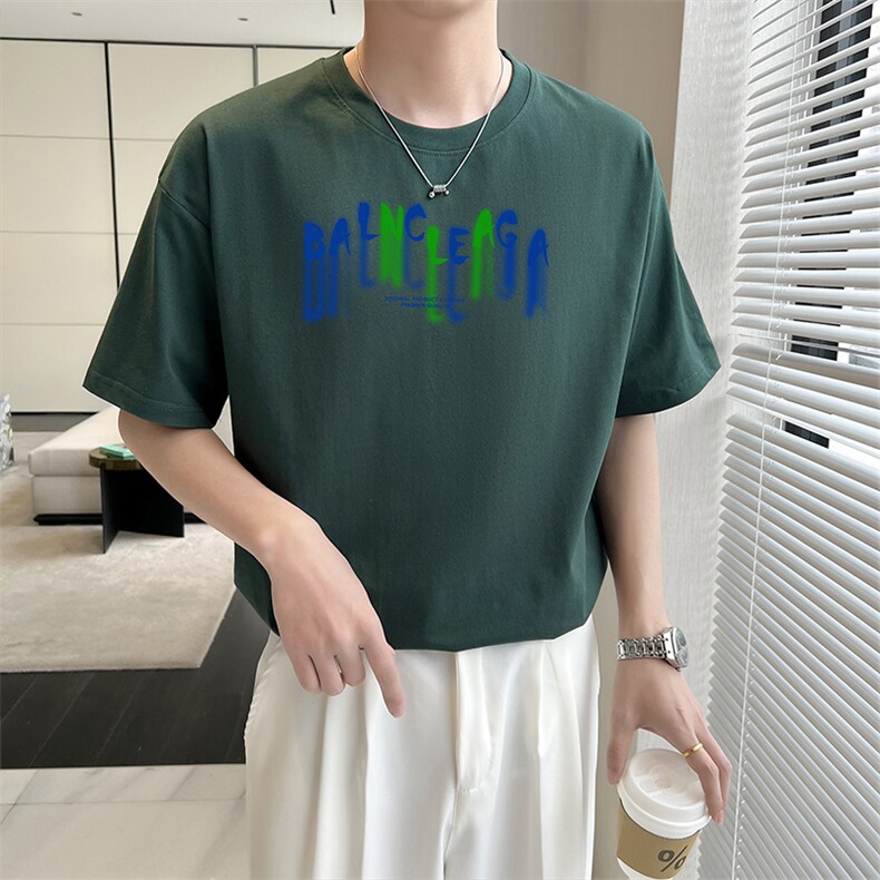 店主风夏季纯短袖T恤男2023新款轻熟风纯色字母半袖TX40-P38,男装T恤,星座301C-5