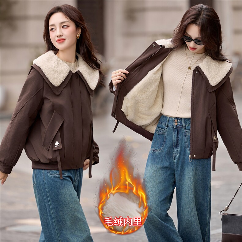 现货2025冬装新款女士时尚经典毛领可脱卸羽绒服，女装派克服，木子恋