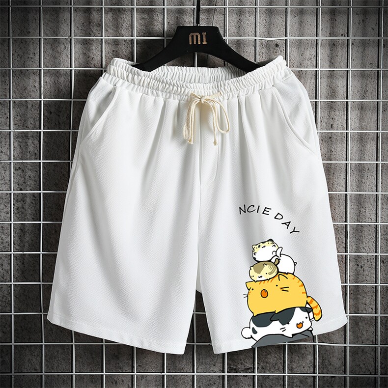 MK37090-P15冰丝短裤男士大码宽松休闲五分裤男运动中裤网格挂拍,男装休闲裤,电商A040A