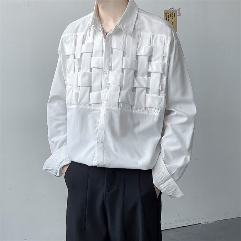 纯色设计感小众衣服男士长袖衬衫青少年秋季男衬衫 网图CS765-p40图片
