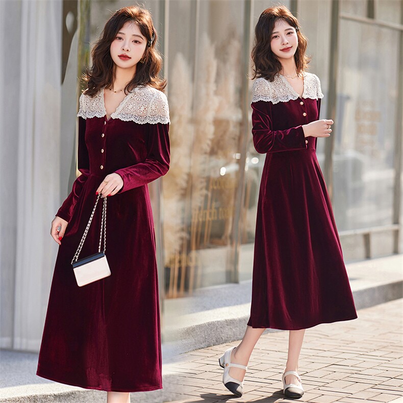 2024春秋新款气质优雅小香风高腰连衣裙子中长款网红直播工厂ins，女装连衣裙，韩宇舍