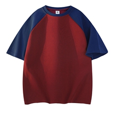 酒红拼藏青袖