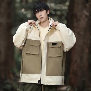 山系风2024秋季外套高品质拼接连帽宽松工装夹克男 A436-8832-P90图片