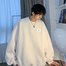 秋季新款宽松休闲上衣华夫格笑脸小标圆领卫衣JK23342特批24控39，男装卫衣，星座605(原A050)