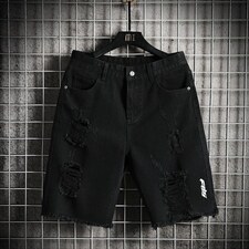 XZ103A-D031-P38-限价58砖墙日系大码破洞牛仔短裤肥仔,男装牛仔裤,星座103A