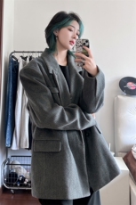 中长款呢子大衣男中性风2025秋冬季呢子外套女XZ514-2-24275-P98，女装短外套，星座514-2(原B239)
