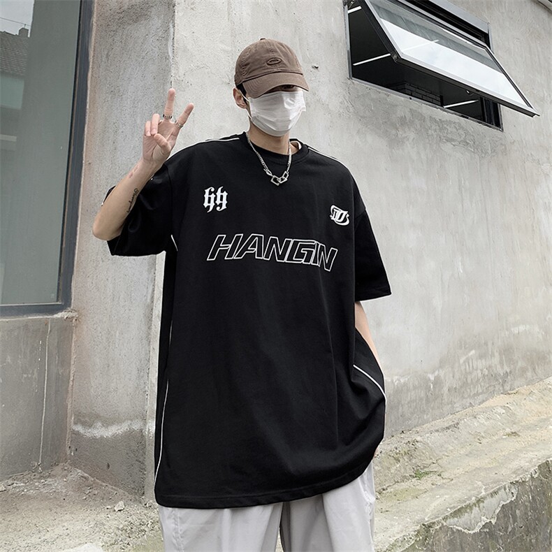 高街夏装新款美式潮牌印花宽松短袖T恤女情侣半袖潮D251P38女类,男装T恤,电商A335-1（原A458）