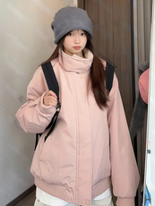 网图羊羔毛毛领棉服派克服男女冬季2025新款立领工装棉衣外套P78，男装棉衣，电商C306-1