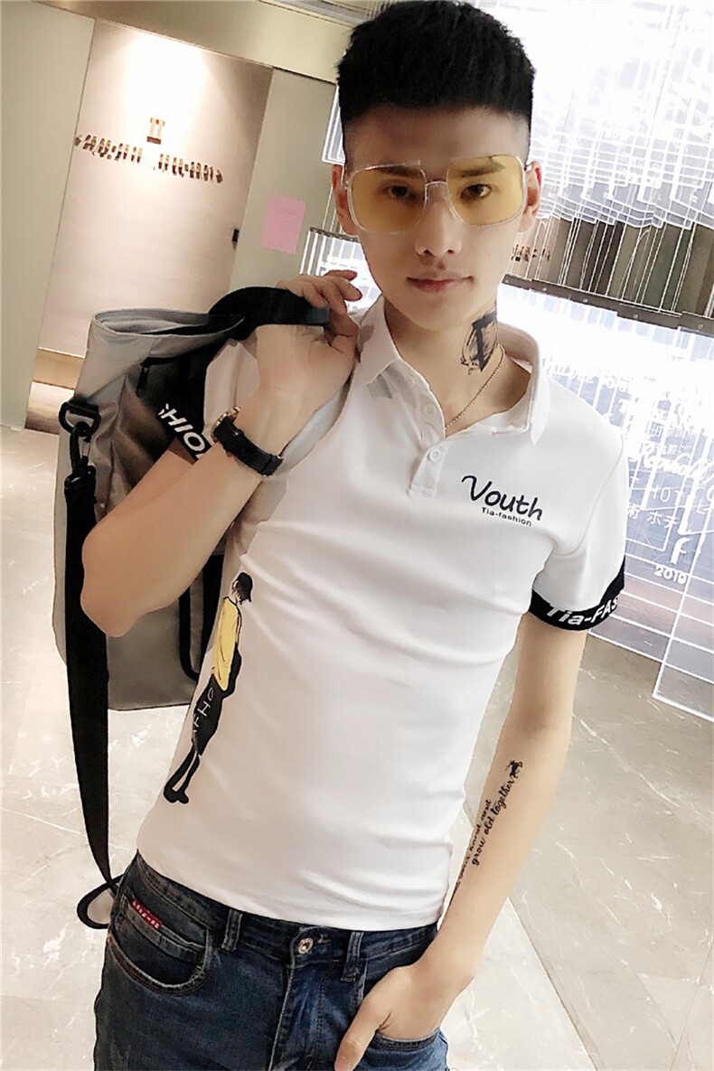夏季短袖POLO衫男休闲社会小伙印花火半袖T恤衫C301B-PL08,男装Polo衫,电商C301B