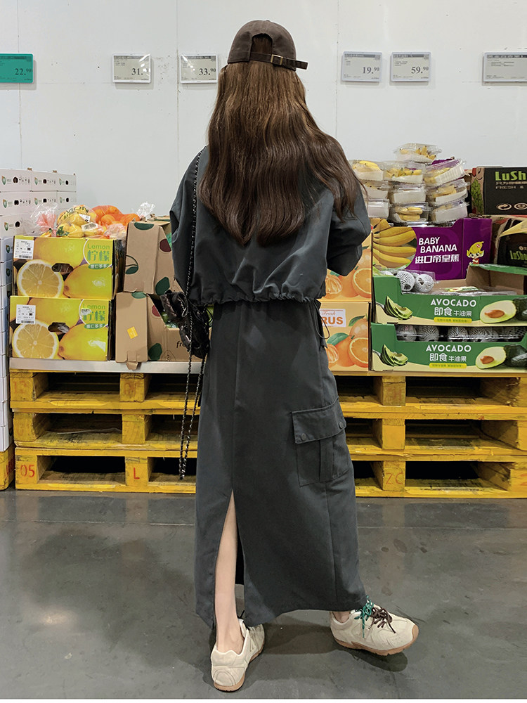 慵懒风休闲运动风套装女2025春秋季新款显瘦夹克工装半身裙两件套,女装套装/套裙,C位