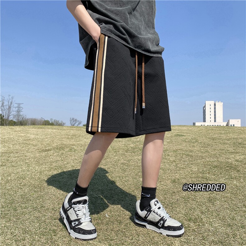 夏季男生舒适透气短裤冰丝裤休闲条纹五分裤B315-K23227-p40控55,男装休闲裤,电商B315