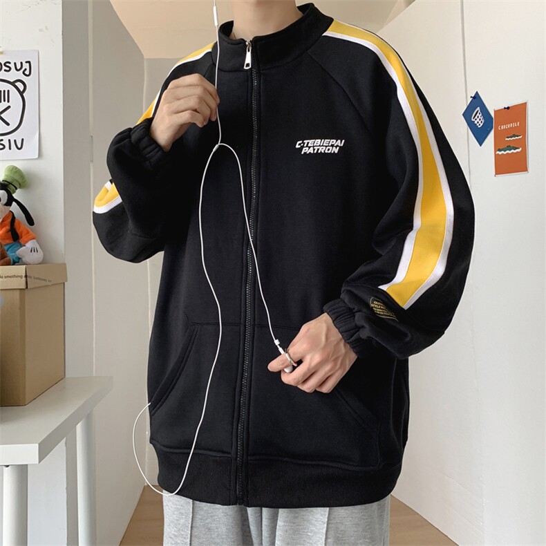 703-H7110秋冬拼色印花加绒卫衣情侣外套夹克,男装卫衣,星座703