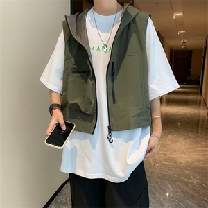 拉链新款潮流纯色标准日系简约气质百搭秋季男潮青春流行马甲立领图片