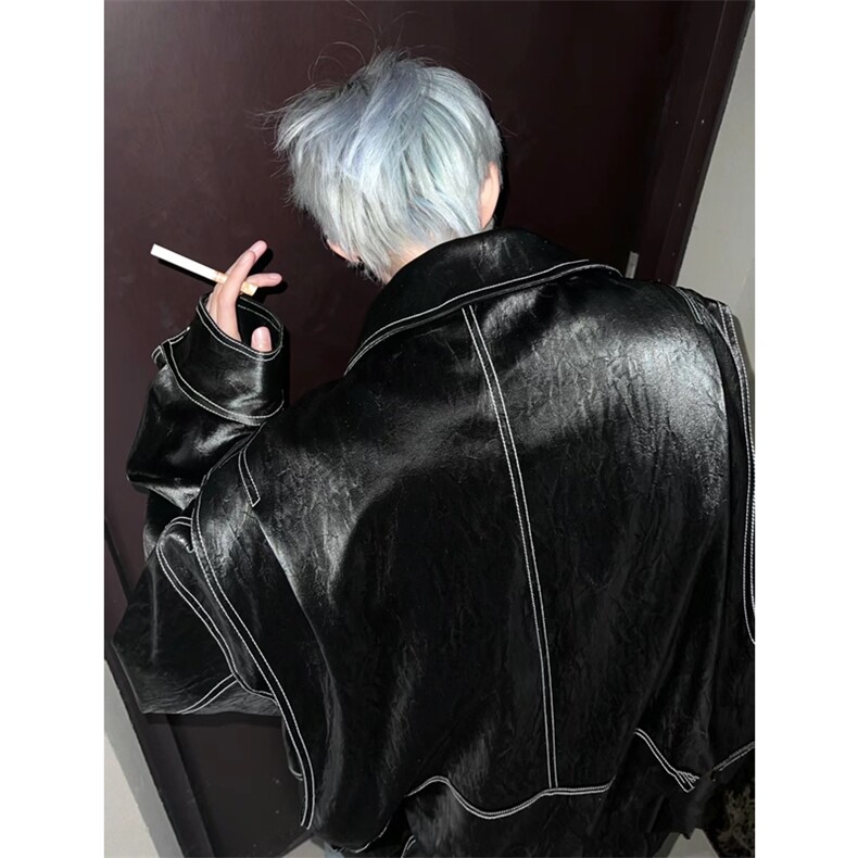 多结构复古皮衣美式潮牌假两件皮夹克X1213-DY2316-TP108，男装夹克，星座1213