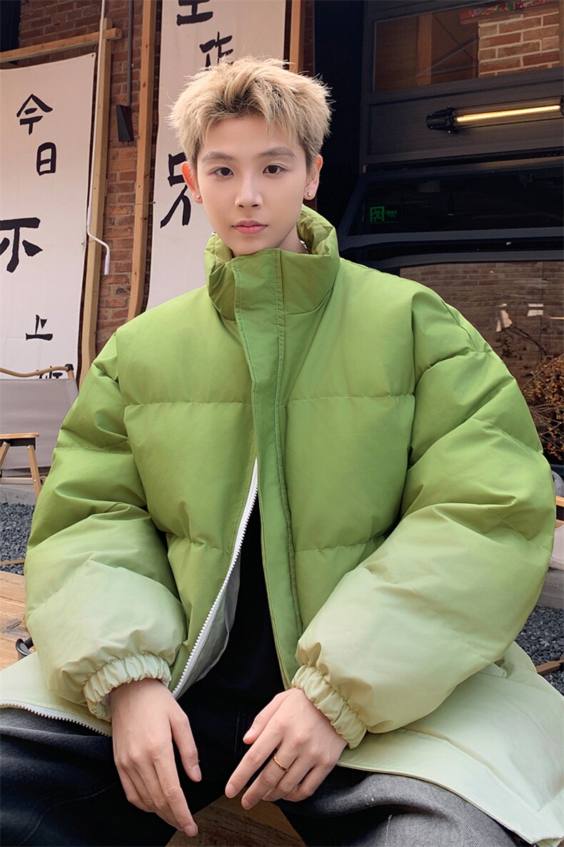 美式高街渐变立领棉衣外套男保暖设计感时尚棉袄M2904特P85控118,男装棉衣,电商A001
